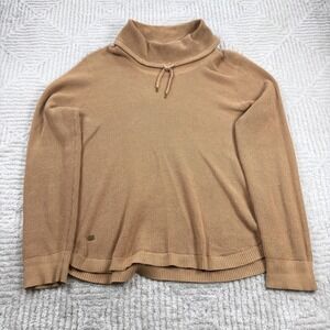 Lauren Ralph Lauren Sweater Womens XL Tan Waffle Knit Funnel Neck Quiet Luxury